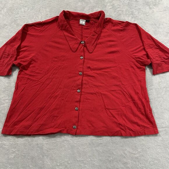 Paul et Duffier‎ Collared Button Shirt Long Sleeve Women Large Red VTG - Picture 1 of 8
